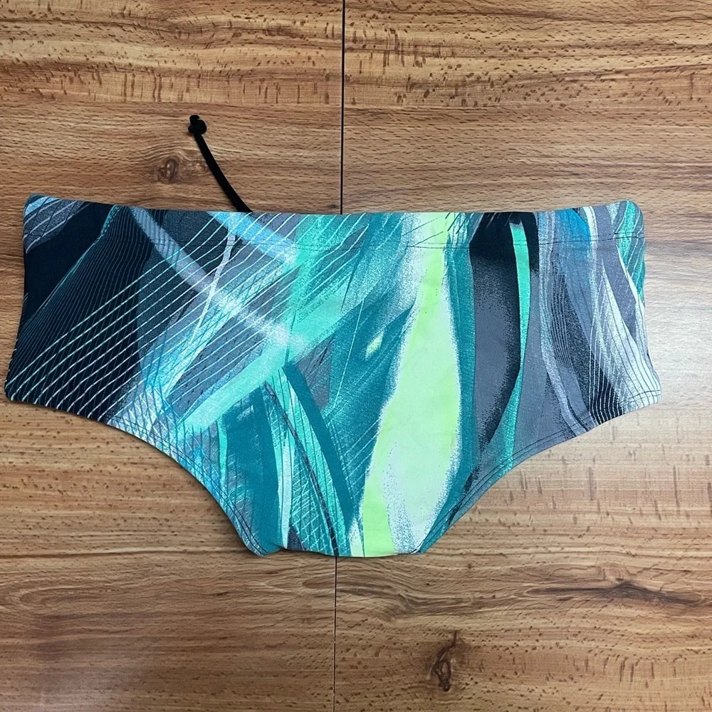Green Abstract Mens Swim Boxer Briefs / speedo